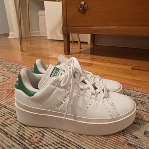 Adidas Stan Smith Bonega Platform Sneakers White Green Women's 6 Like New